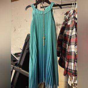 Dillard’s blue/teal dress with necklace